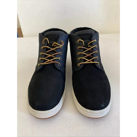 Polo Ralph Lauren Mens Black Shrunken Nubuck & Canvas Sneaker Boot Choose Size